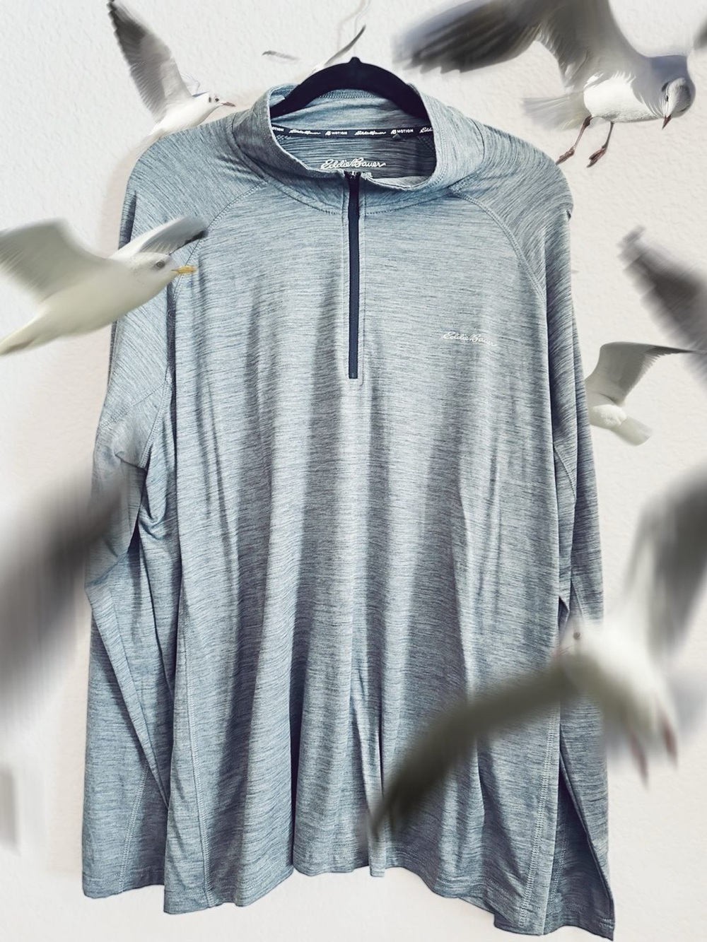 Men’s XXL Eddie Bauer Heathered Grey 1/4 Zip Pullover